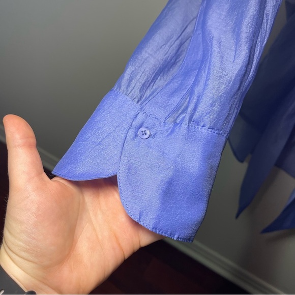 English Factory women’s Sheer Blue belted Button-Up office dress Shirt in sizs M - Picture 5 of 11